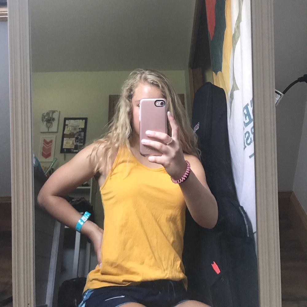 yellow tank top